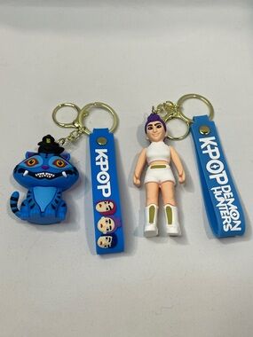 K POP Derpy the Blue Tiger & Rumi Silicone Keychain/Bag Charm Duo